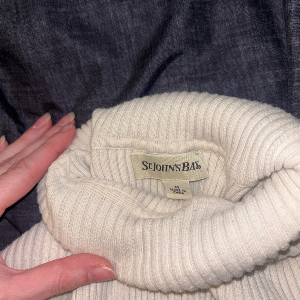 St. John's Bay Women’s Cream Turtleneck Sweater